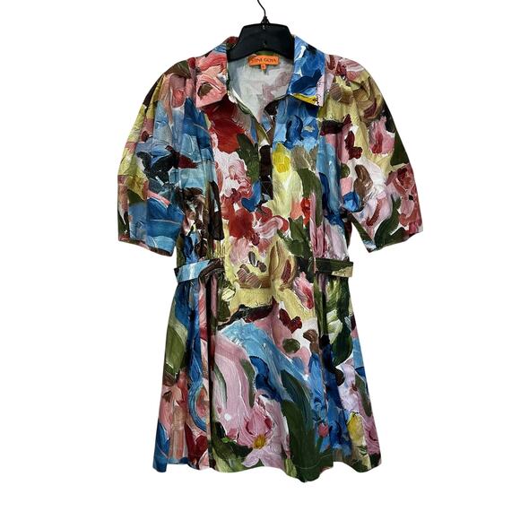 Stine Goya Abstract Print Structured Sleeve Mini Dress Size Small - Picture 2 of 14